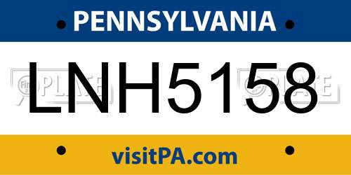 LNH5158 Pennsylvania License Plate