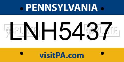 LNH5437 Pennsylvania License Plate