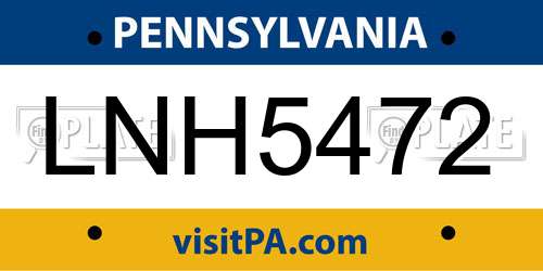 LNH5472 Pennsylvania License Plate
