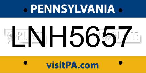 LNH5657 Pennsylvania License Plate