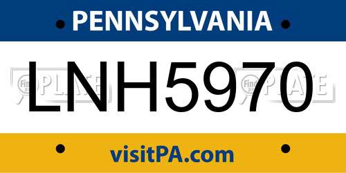 LNH5970 Pennsylvania License Plate