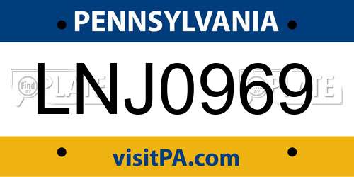 LNJ0969 Pennsylvania License Plate