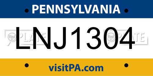 LNJ1304 Pennsylvania License Plate