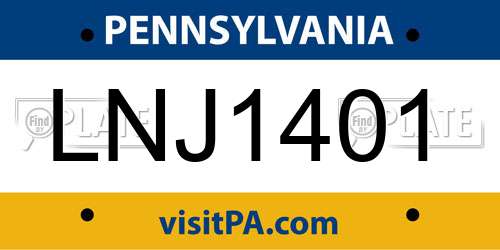 LNJ1401 Pennsylvania License Plate