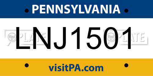 LNJ1501 Pennsylvania License Plate