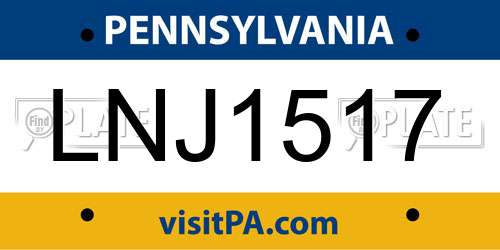 LNJ1517 Pennsylvania License Plate