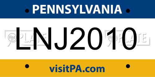 LNJ2010 Pennsylvania License Plate