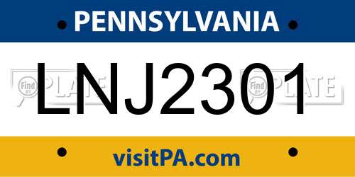LNJ2301 Pennsylvania License Plate