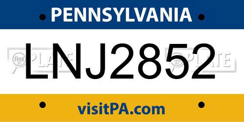 LNJ2852 Pennsylvania License Plate