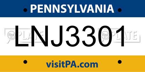 LNJ3301 Pennsylvania License Plate