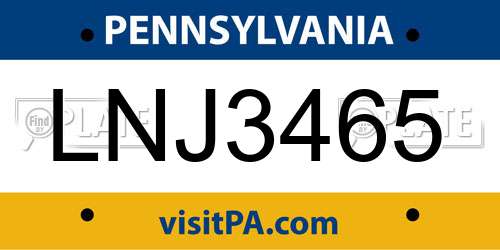 LNJ3465 Pennsylvania License Plate