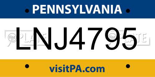 LNJ4795 Pennsylvania License Plate