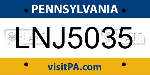 LNJ5035 Pennsylvania License Plate