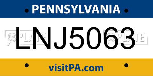 LNJ5063 Pennsylvania License Plate