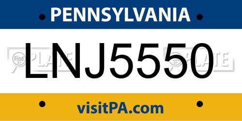 LNJ5550 Pennsylvania License Plate