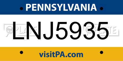 LNJ5935 Pennsylvania License Plate