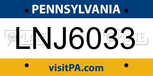 LNJ6033 Pennsylvania License Plate
