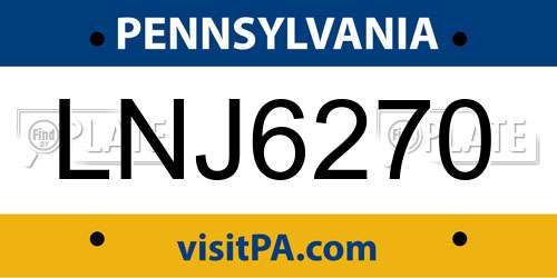 LNJ6270 Pennsylvania License Plate