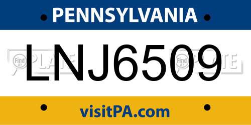 LNJ6509 Pennsylvania License Plate