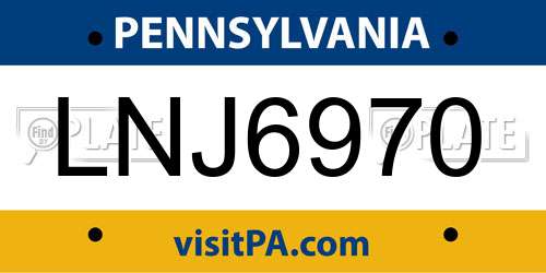 LNJ6970 Pennsylvania License Plate
