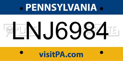 LNJ6984 Pennsylvania License Plate