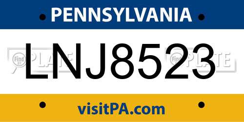 LNJ8523 Pennsylvania License Plate