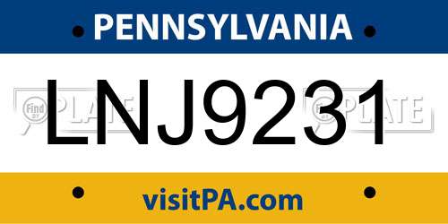 LNJ9231 Pennsylvania License Plate