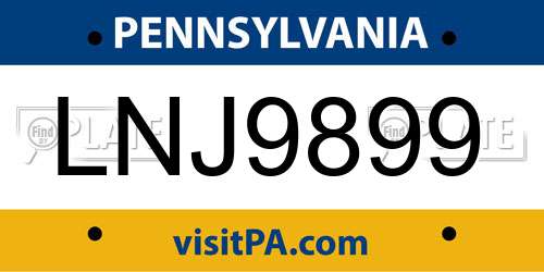 LNJ9899 Pennsylvania License Plate