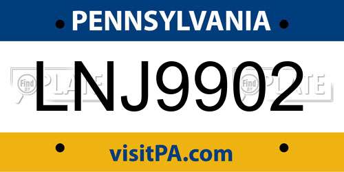 LNJ9902 Pennsylvania License Plate