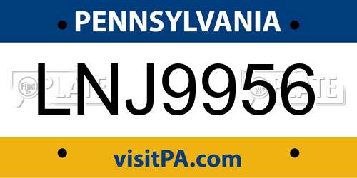 LNJ9956 Pennsylvania License Plate