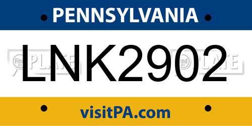 LNK2902 Pennsylvania License Plate