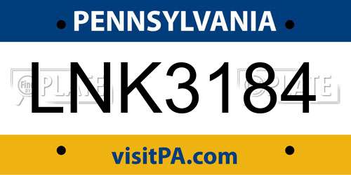 LNK3184 Pennsylvania License Plate