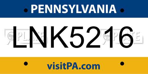 LNK5216 Pennsylvania License Plate