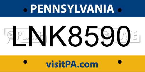 LNK8590 Pennsylvania License Plate