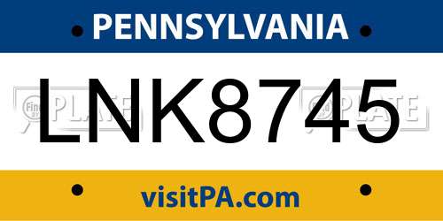 LNK8745 Pennsylvania License Plate
