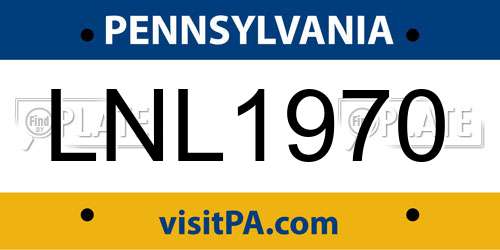 LNL1970 Pennsylvania License Plate