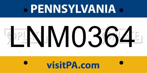 LNM0364 Pennsylvania License Plate