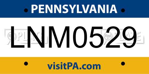 LNM0529 Pennsylvania License Plate