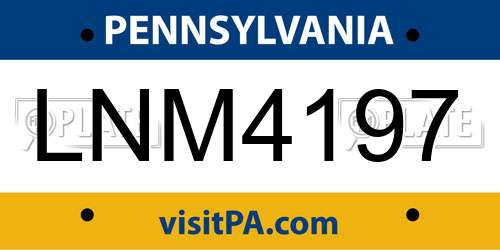 LNM4197 Pennsylvania License Plate