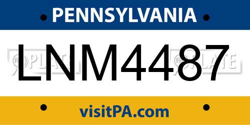 LNM4487 Pennsylvania License Plate