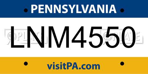 LNM4550 Pennsylvania License Plate