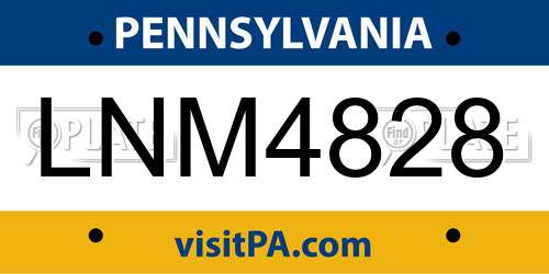LNM4828 Pennsylvania License Plate