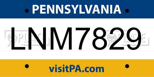 LNM7829 Pennsylvania License Plate