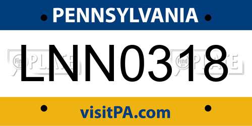 LNN0318 Pennsylvania License Plate