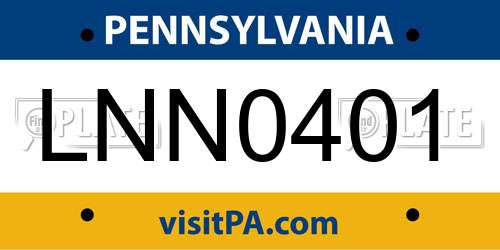 LNN0401 Pennsylvania License Plate