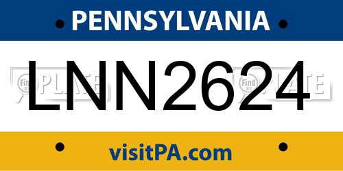 LNN2624 Pennsylvania License Plate