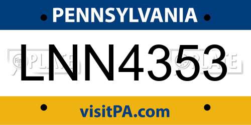 LNN4353 Pennsylvania License Plate