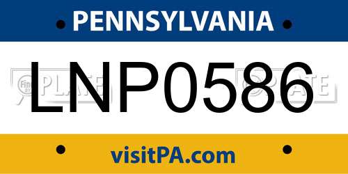 LNP0586 Pennsylvania License Plate