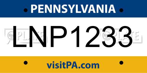 LNP1233 Pennsylvania License Plate