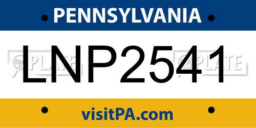 LNP2541 Pennsylvania License Plate